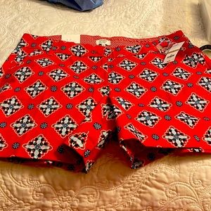 Crown & ivy shorts red/navy design 12 nwt